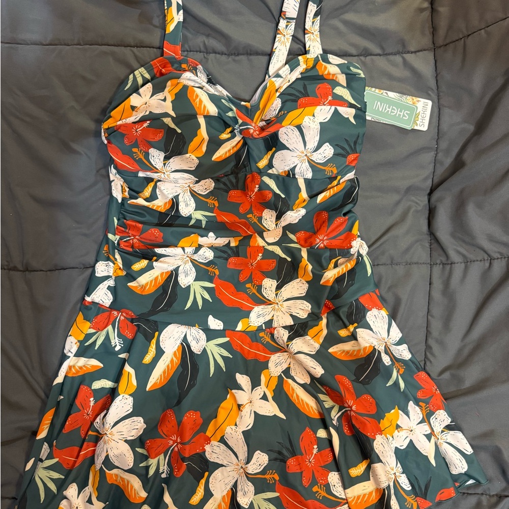 Vibrant Green and Red One Piece Swimwear